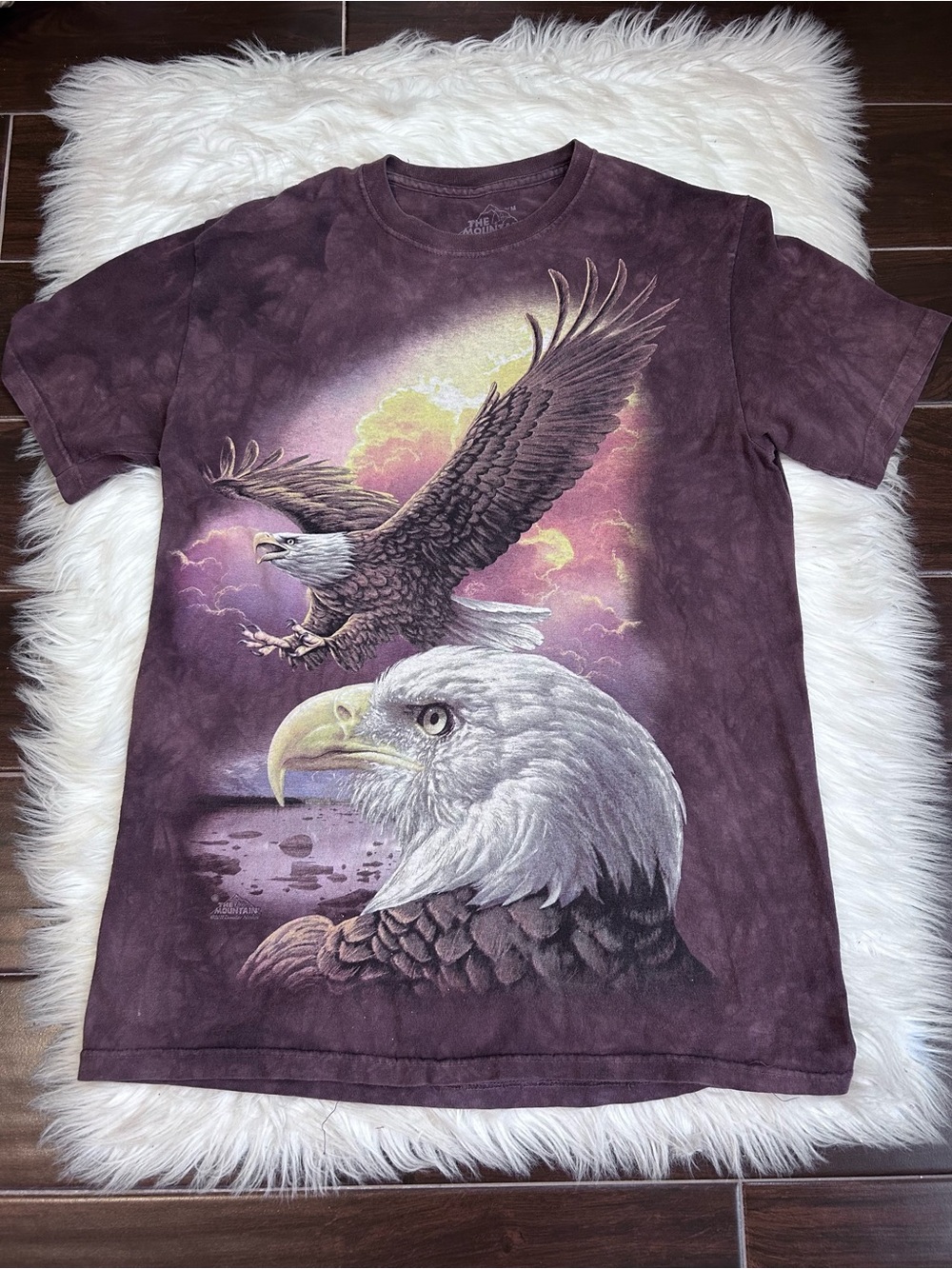 The Mountain T-Shirt Bald Eagle Mens M Bird Cotton Brown Tie Dye USA 2017 Boho